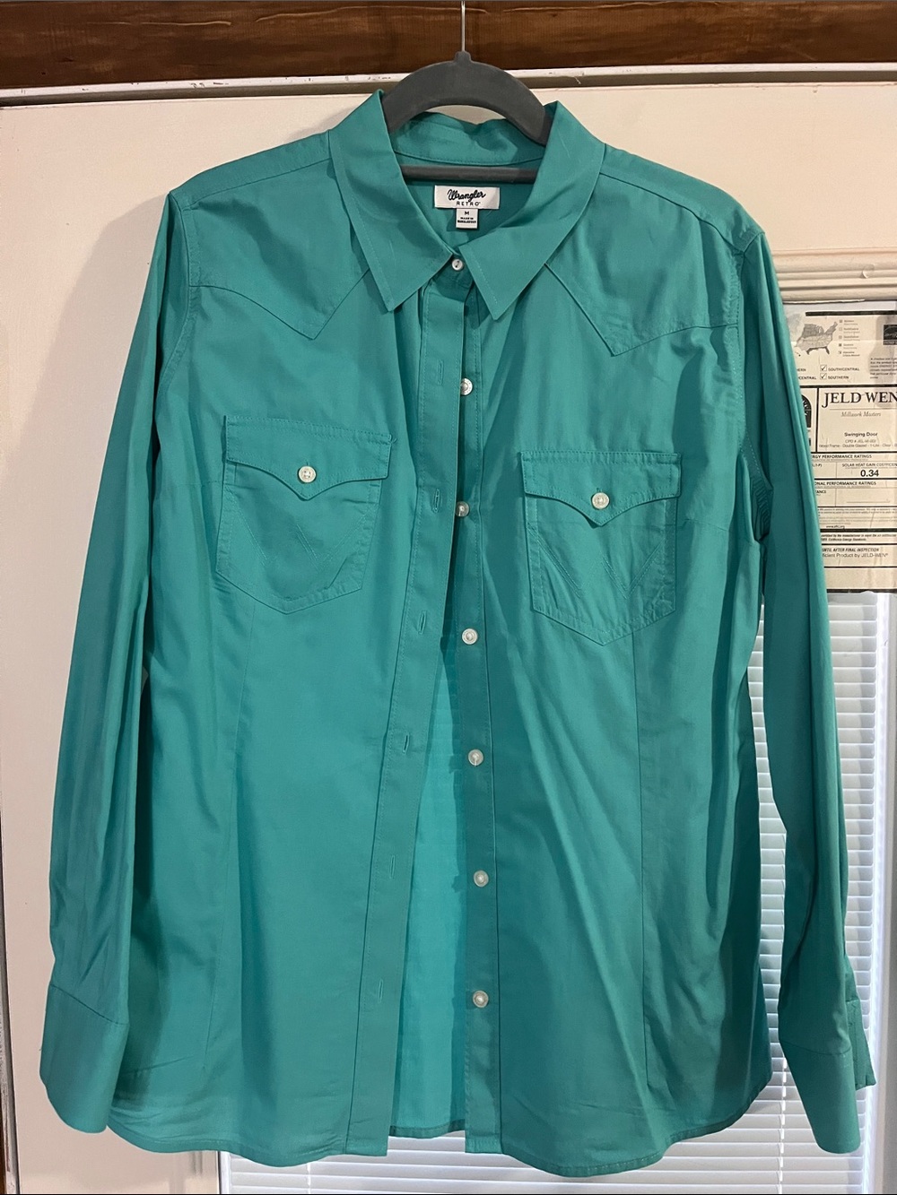 Wrangler Women’s Teal Western Button-Down Shirt M